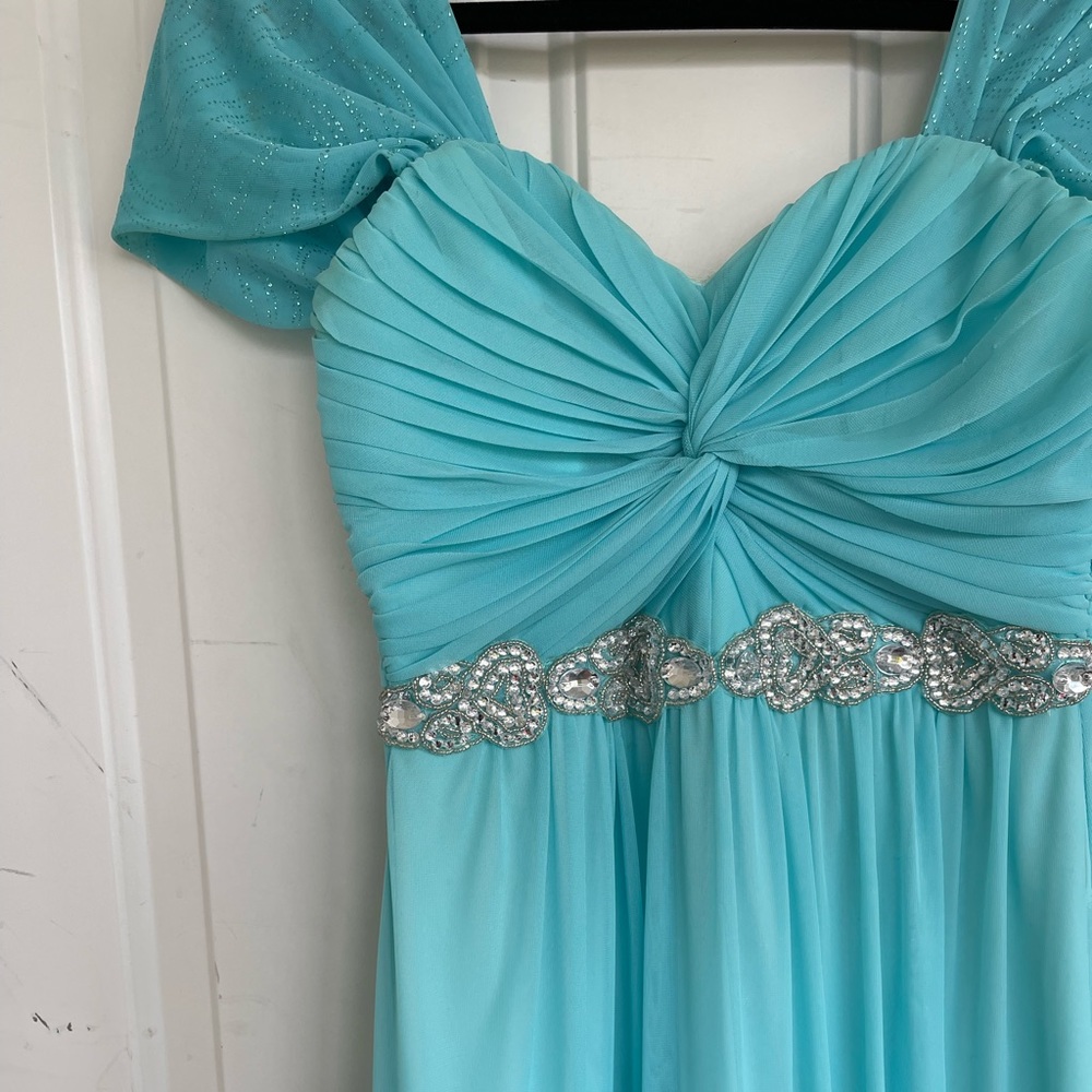 Baby blue sparkly bridesmaids maxi dress - Picture 3 of 16